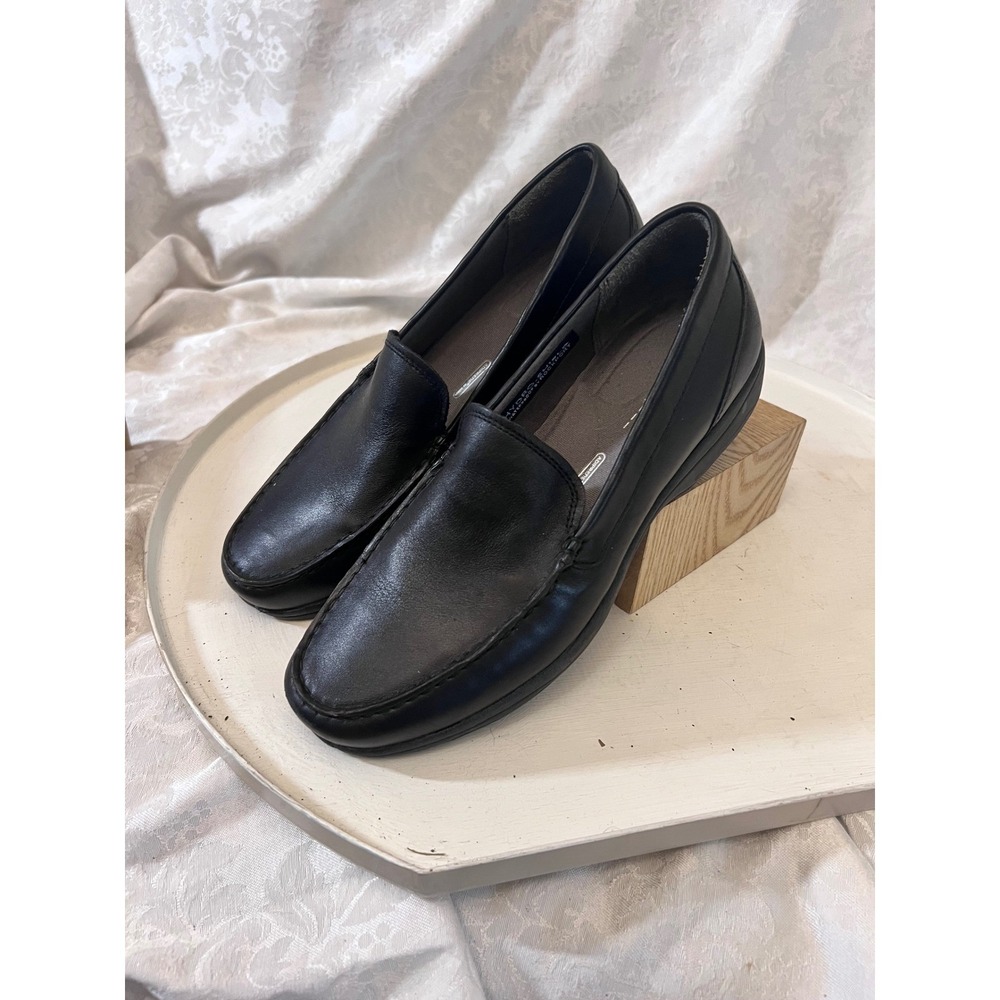 Rockport Hydro-Shield Womens Black Leather Waterproof Slip On Loafers Size 8.5 M